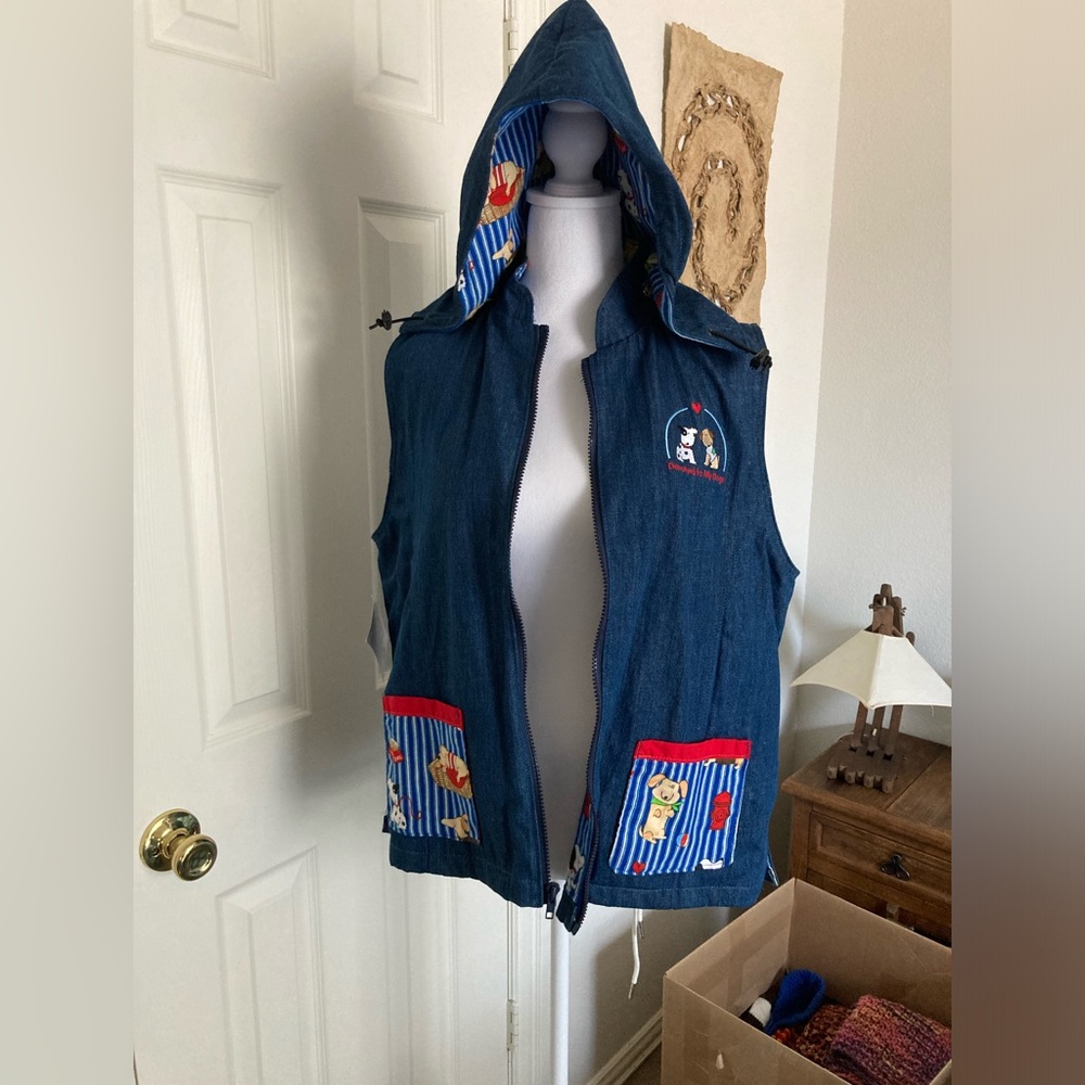 NWT denim vest with hood